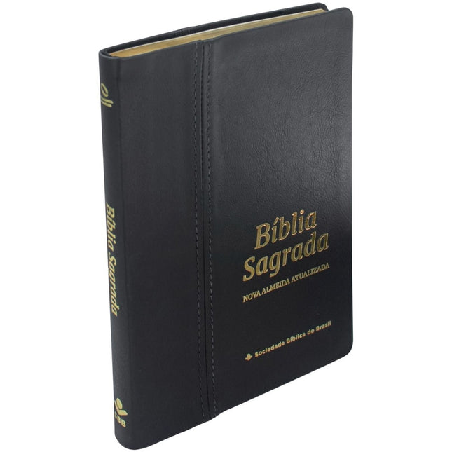 Bíblia Sagrada Slim | NAA | Letra Grande | Capa Couro Legítimo Preta