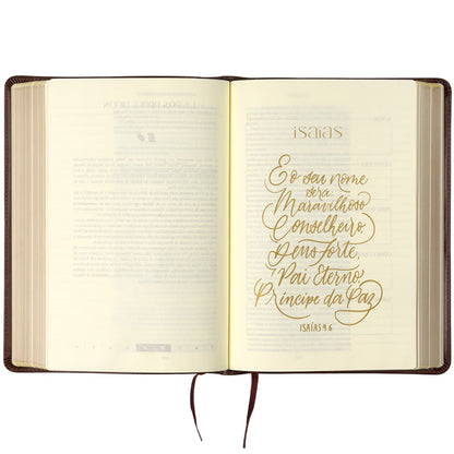 Bíblia The Purpose Book | A21 | Letra Normal | Espaço Para Anotações | Capa Tecido Jardim Bege
