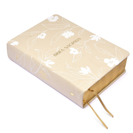 Bíblia The Purpose Book | A21 | Letra Normal | Espaço Para Anotações | Capa Tecido Jardim Bege