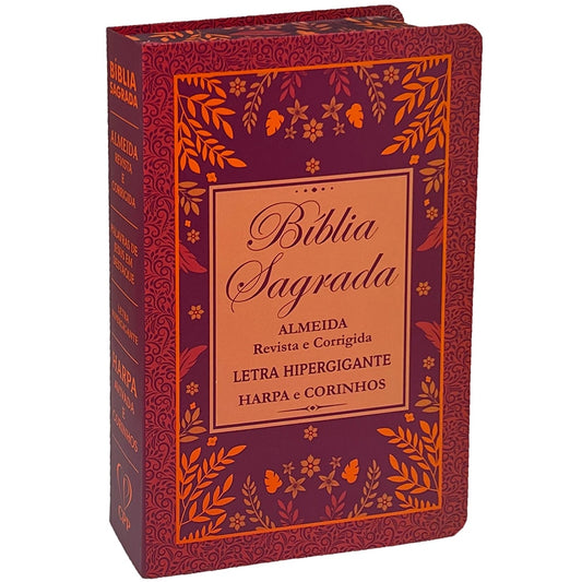 Bíblia Sagrada com Harpa Avivada e Corinhos | Letra Hipergigante | ARC | Capa Luxo Flores Laminada