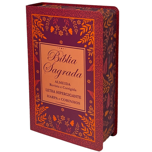Bíblia Sagrada com Harpa Avivada e Corinhos | Letra Hipergigante | ARC | Capa Luxo Flores Laminada