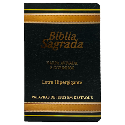 Bíblia Sagrada com Harpa Avivada e Corinhos | Letra Hipergigante | ARC | Capa Preta Luxo