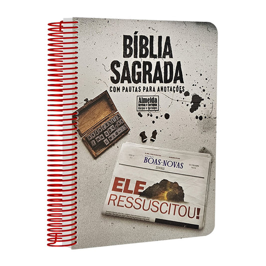 Bíblia com Pautas para Anotações | ARC | Harpa e Corinhos | Letra Normal | Capa Dura Espiral Ressuscitou