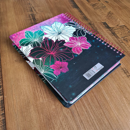 Bíblia com Pautas para Anotações | ARC | Harpa e Corinhos | Letra Normal | Capa Dura Espiral Floral Magenta