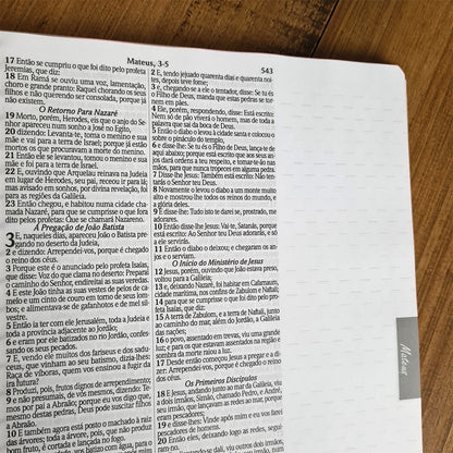 Bíblia com Pautas para Anotações | ARC | Harpa e Corinhos | Letra Normal | Capa Dura Espiral Floral Magenta