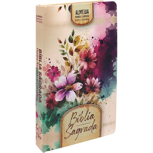 Bíblia Sagrada Slim | Harpa e Corinhos | ARC | Letra Normal | Capa Dura Flores e Folhas