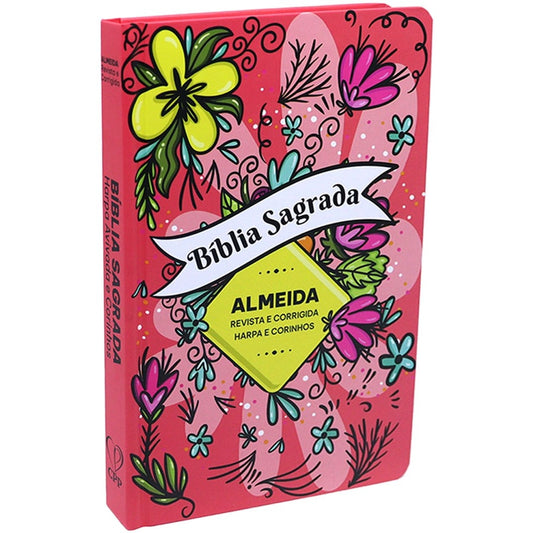 Bíblia Sagrada Slim | Harpa e Corinhos | ARC | Letra Normal | Capa Dura Floral Alegre