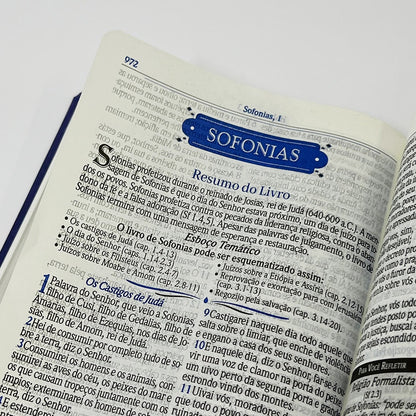 Bíblia de Estudo do Homem Sábio | ARC | Letra Gigante | C/ Harpa e Corinhos | Capa Luxo Azul Escuro e Claro