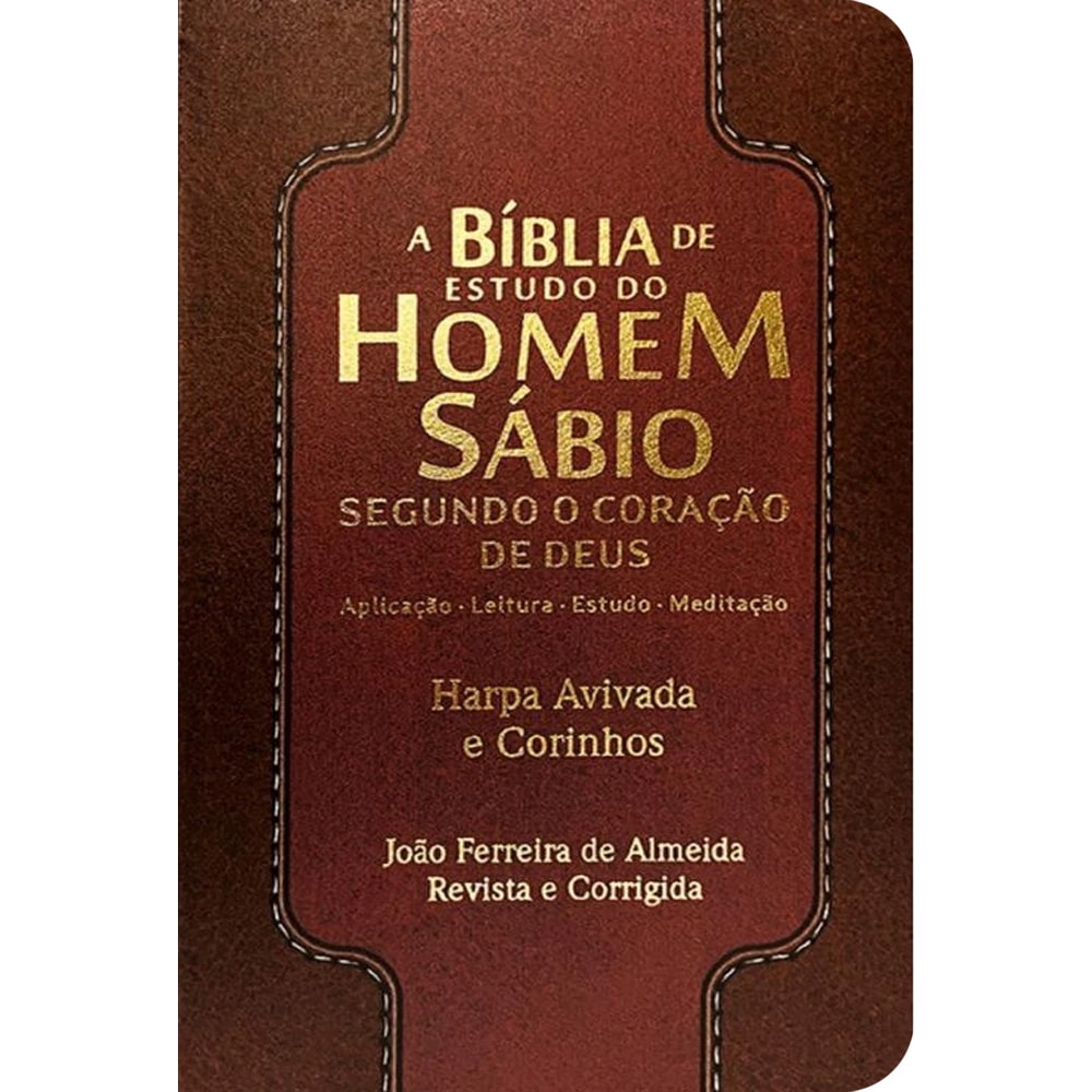 Bíblia de Estudo do Homem Sábio | ARC | Letra Gigante | C/ Harpa e Corinhos | Capa Luxo Marrom e Bordô