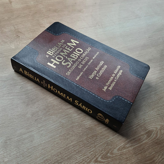 Bíblia de Estudo do Homem Sábio | ARC | Letra Gigante | C/ Harpa e Corinhos | Capa Luxo Preta e Marrom