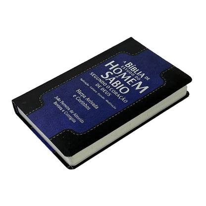 Bíblia de Estudo do Homem Sábio | ARC | Letra Gigante | C/ Harpa e Corinhos | Capa Luxo Preto e Azul