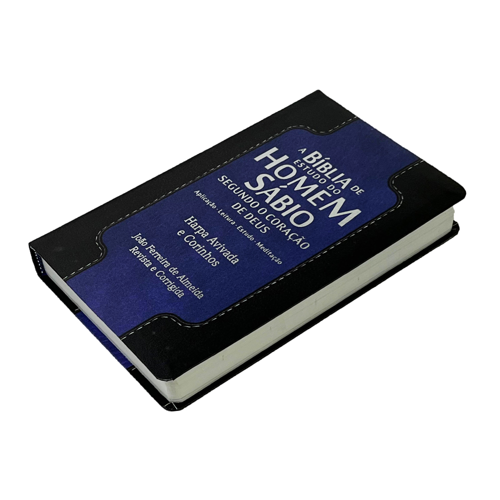 Bíblia de Estudo do Homem Sábio | ARC | Letra Gigante | C/ Harpa e Corinhos | Capa Luxo Preto e Azul