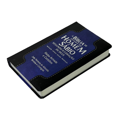 Bíblia de Estudo do Homem Sábio | ARC | Letra Gigante | C/ Harpa e Corinhos | Capa Luxo Preto e Azul