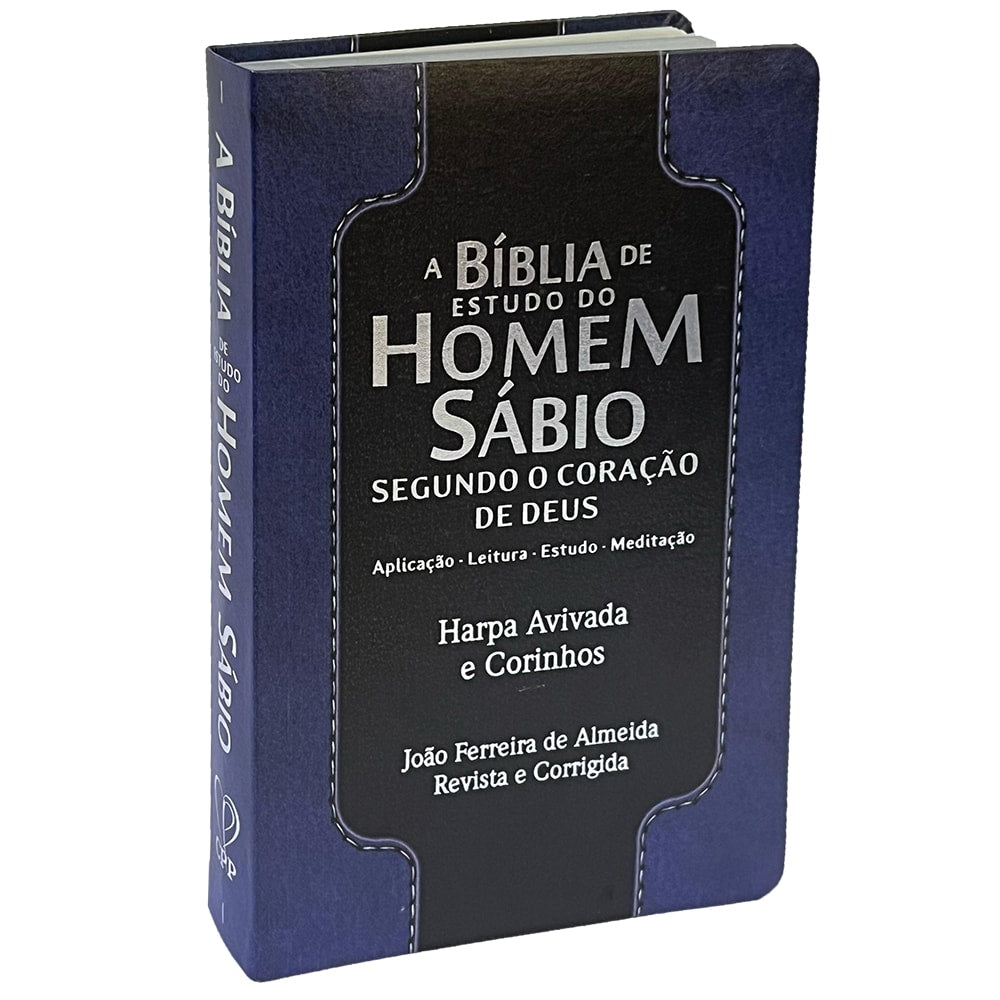 Bíblia de Estudo do Homem Sábio | ARC | Letra Gigante | C/ Harpa e Corinhos | Capa Luxo Azul e Preto