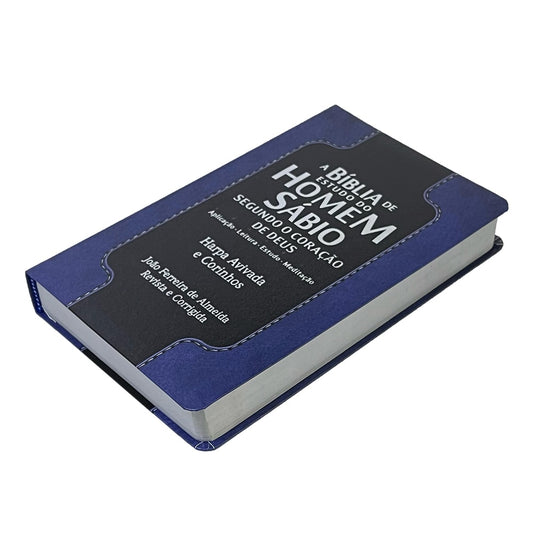 Bíblia de Estudo do Homem Sábio | ARC | Letra Gigante | C/ Harpa e Corinhos | Capa Luxo Azul e Preto