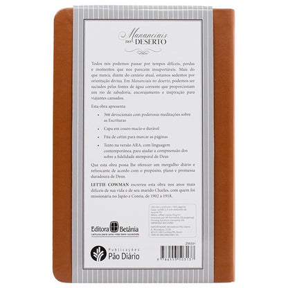 Mananciais no Deserto | Lettie Cowman | Capa Couro Marrom