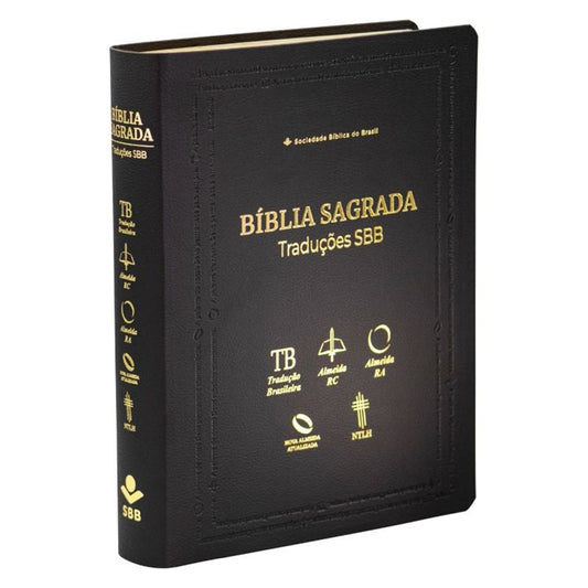 Bíblia Sagrada Traduções SBB | TB | ARC | ARA | NAA | NTLH | Letra Normal | Capa Luxo Preta