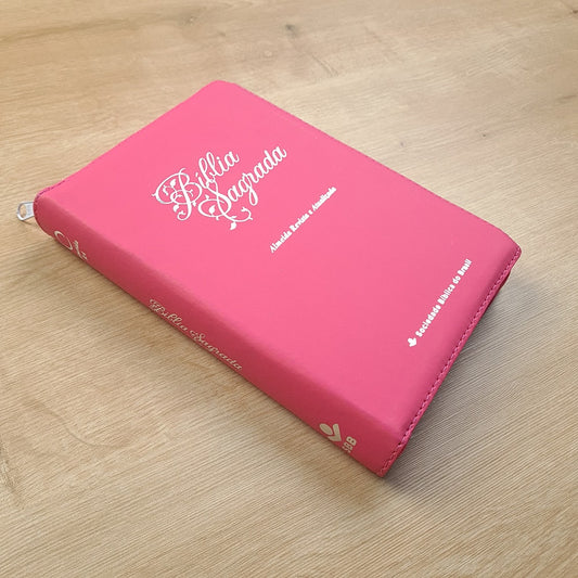 Bíblia Sagrada | ARA | Letra Gigante | Capa Luxo Pink C/ Zíper