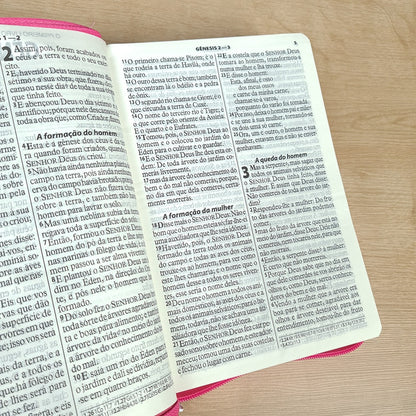 Bíblia Sagrada | ARA | Letra Gigante | Capa Luxo Pink C/ Zíper