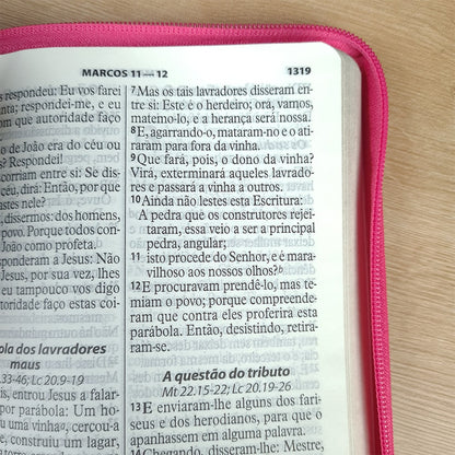 Bíblia Sagrada | ARA | Letra Gigante | Capa Luxo Pink C/ Zíper
