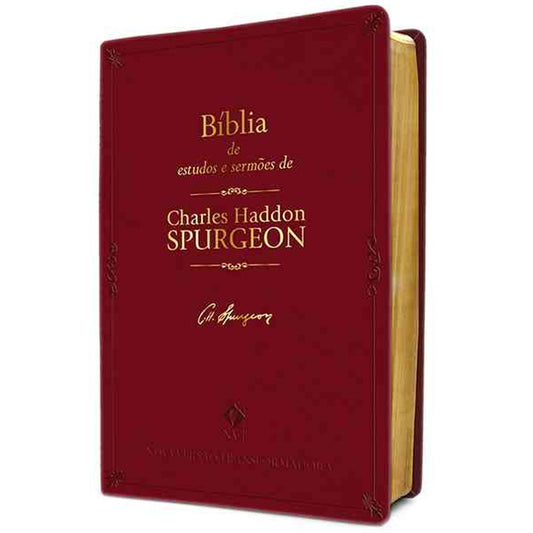 Bíblia de Estudos e Sermões de C H Spurgeon | NVT | Letra Normal | Capa Luxo Vinho