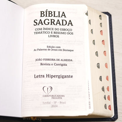 Bíblia Sagrada | ARC | Letra Hipergigante | Capa Luxo Azul | Harpa Avivada e Corinhos
