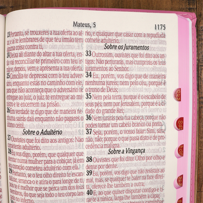 Bíblia Sagrada | ARC | Letra Jumbo | Capa Luxo Rosa | Harpa Avivada e Corinhos