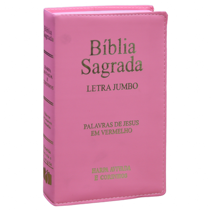 Bíblia Sagrada | ARC | Letra Jumbo | Capa Luxo Rosa | Harpa Avivada e Corinhos