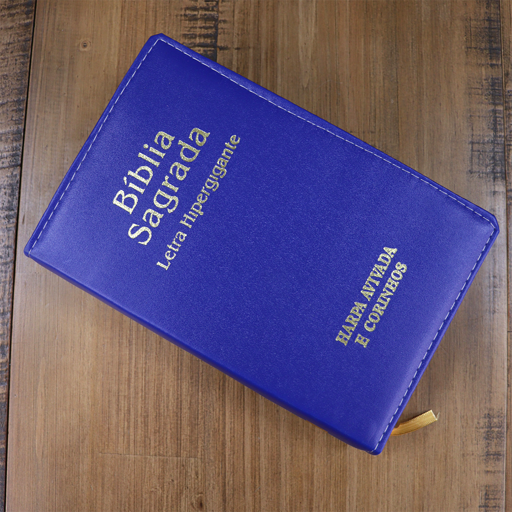 Bíblia Sagrada | ARC | Letra Hipergigante | Capa Luxo Azul | Harpa Avivada e Corinhos | Harpa Avivada e Corinhos