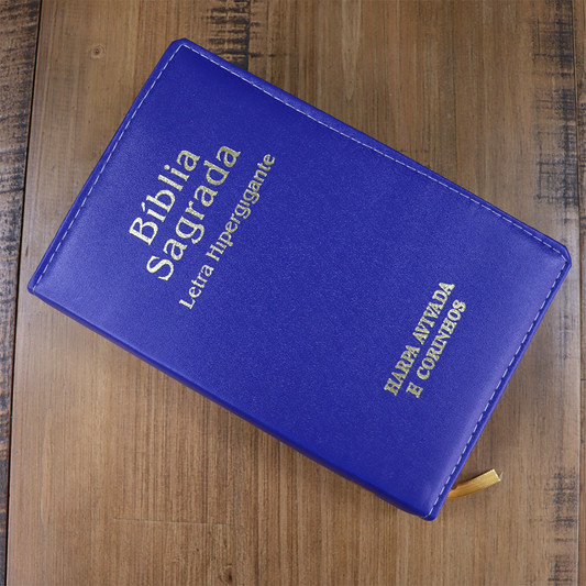 Bíblia Sagrada | ARC | Letra Hipergigante | Capa Luxo Azul | Harpa Avivada e Corinhos | Harpa Avivada e Corinhos