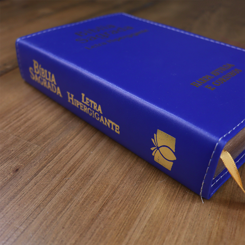 Bíblia Sagrada | ARC | Letra Hipergigante | Capa Luxo Azul | Harpa Avivada e Corinhos | Harpa Avivada e Corinhos