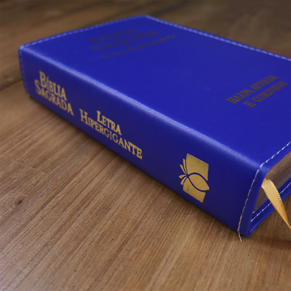Bíblia Sagrada | ARC | Letra Hipergigante | Capa Luxo Azul | Harpa Avivada e Corinhos | Harpa Avivada e Corinhos
