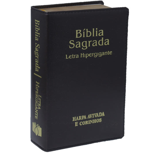 Bíblia Sagrada | ARC | Letra Hipergigante | Capa Luxo Preto | Harpa Avivada e Corinhos