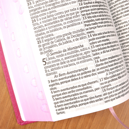 Bíblia Sagrada | ARC | Letra Hipergigante | Capa Luxo Pink | Harpa Avivada e Corinhos