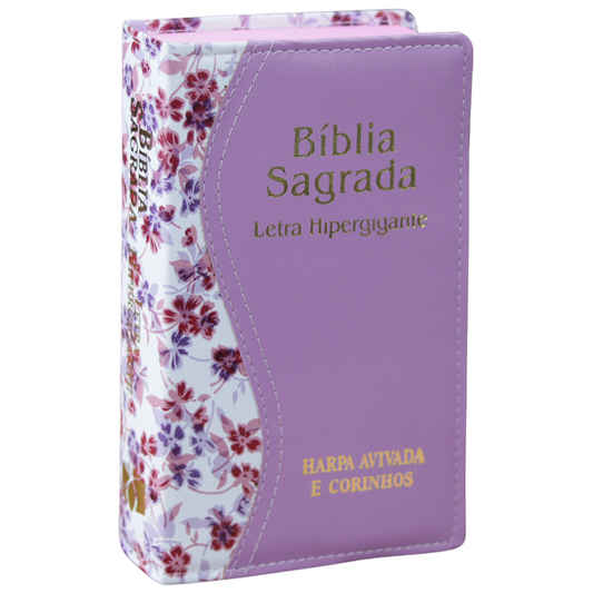 Bíblia Sagrada | ARC | Letra Hipergigante | Capa Luxo Bicolor Lilás | Harpa Avivada e Corinhos