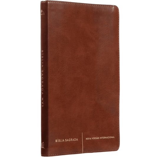 Bíblia Sagrada Slim | NVI | Letra Normal | Capa Luxo Marrom