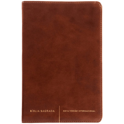 Bíblia Sagrada Slim | NVI | Letra Normal | Capa Luxo Marrom