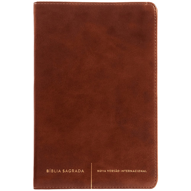 Bíblia Sagrada Slim | NVI | Letra Normal | Capa Luxo Marrom