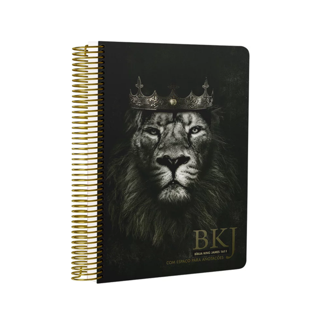 Bíblia King James 1611 Leão Rei dos Reis | BKJ | Letra Normal | Capa Dura Espiral Com Espaço Para Anotações