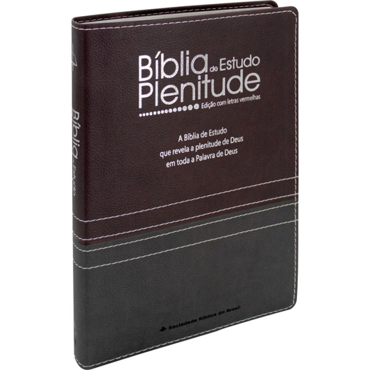 Bíblia de Estudo Plenitude | ARC | Letra Normal | Capa Luxo Cinza Chumbo e Bordô | Com Índice