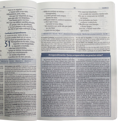 Bíblia de Estudo de Genebra | Letra Grande | ARA | Capa Luxo Azul Escuro