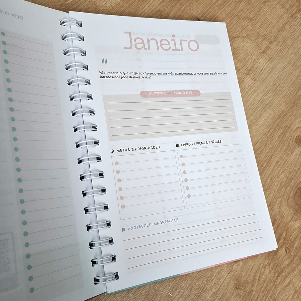 Planner da Vida Diária | Capa Dura Espiral Listrado