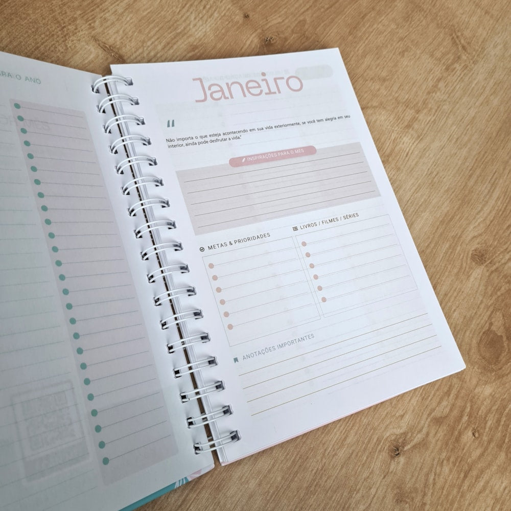 Planner da Vida Diária | Capa Dura Espiral Cor Pastel