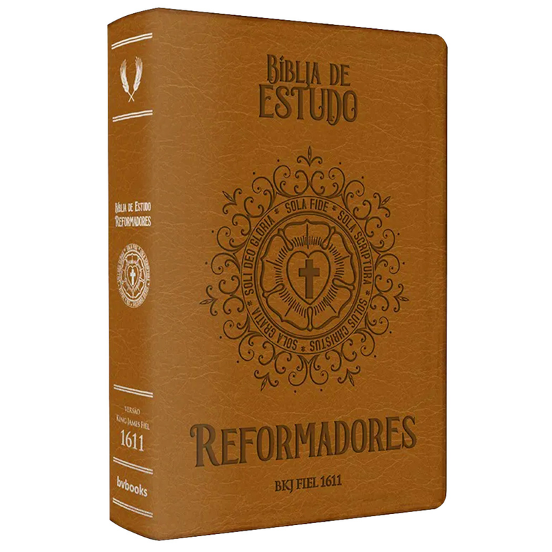Bíblia de Estudo Reformadores | KJF | Letra Normal | Capa Luxo Caramelo