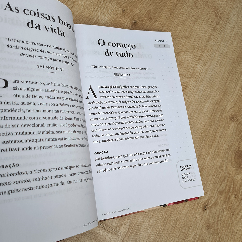 Devocional 365 Doses Bíblicas Diárias | Capa Dura Floral Rosé