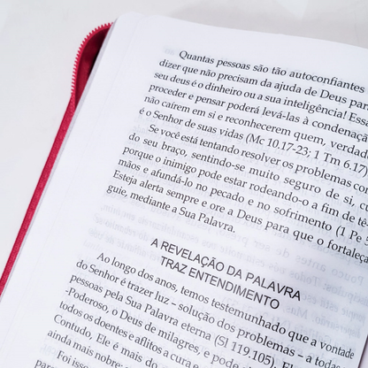 Bíblia Sagrada | O Poder da Oração | ARC | Letra Normal | Capa Semi Luxo Pink C/Ziper