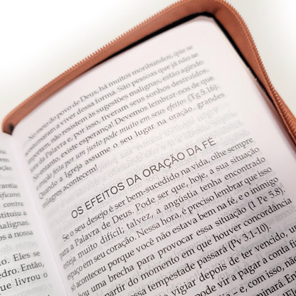 Bíblia Sagrada | O Poder da Oração | ARC | Letra Normal | Capa Semi Luxo Caramelo C/Ziper