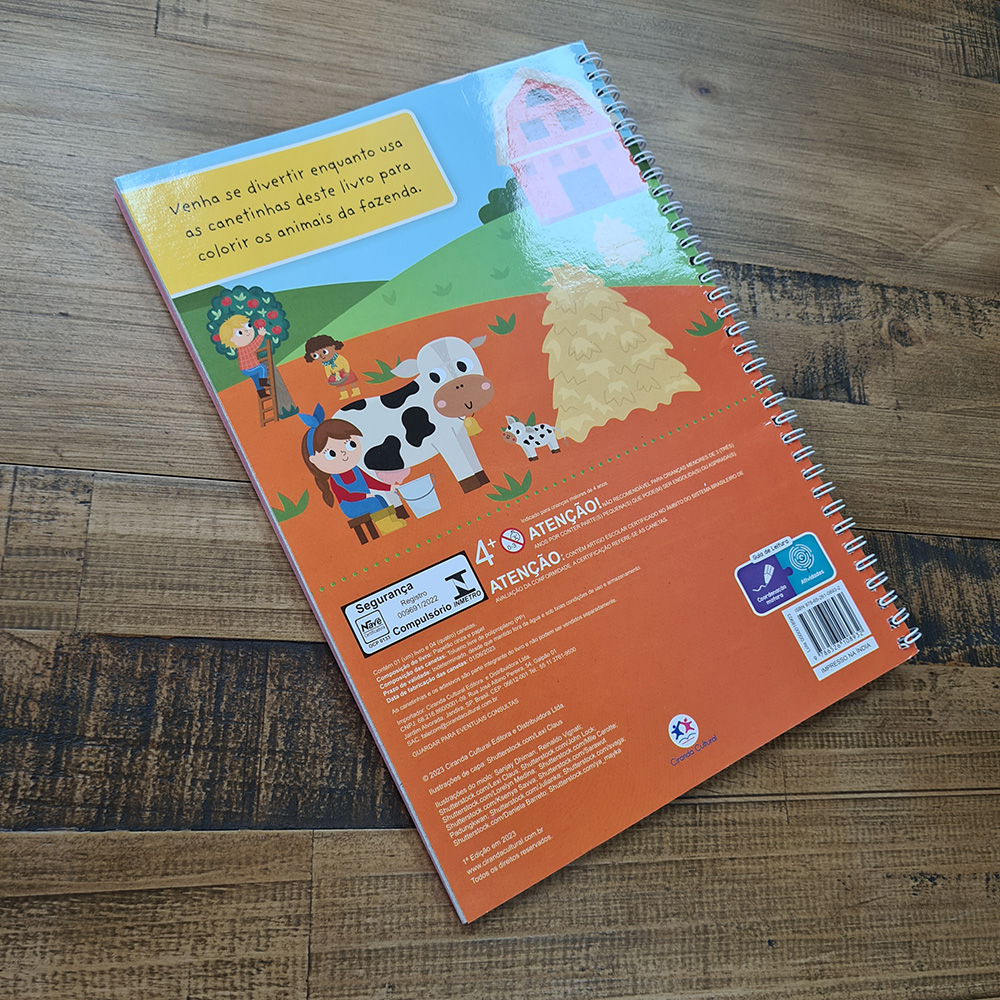 Colorindo Com os Animais da Fazenda | Com Adesivos & 4 Canetas Coloridas