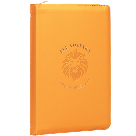 Bíblia Ele Voltará com Zìper | NVI | Letra Normal | Couro Soft Laranja