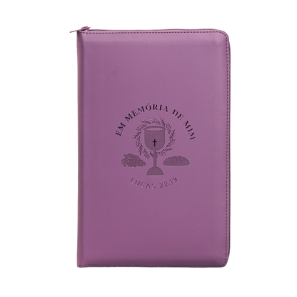 Bíblia Em Memória de Mim com Zìper | NVI | Letra Normal | Couro Soft Roxo